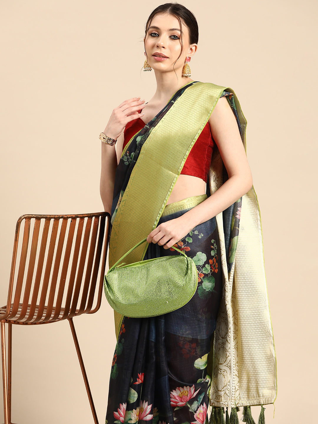 Women's Pichwai Muga Silk Digital Print Saree
