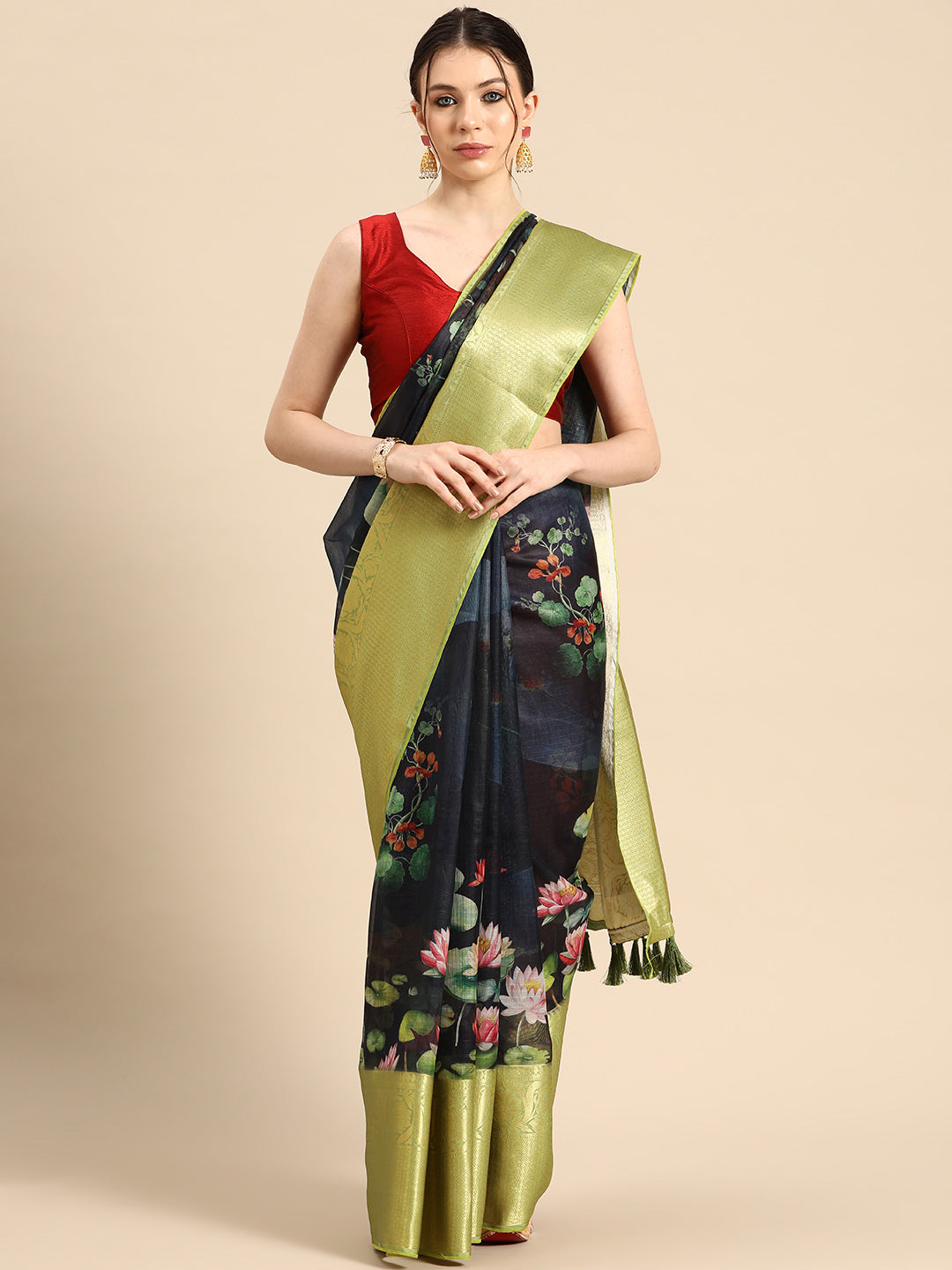 Women's Pichwai Muga Silk Digital Print Saree