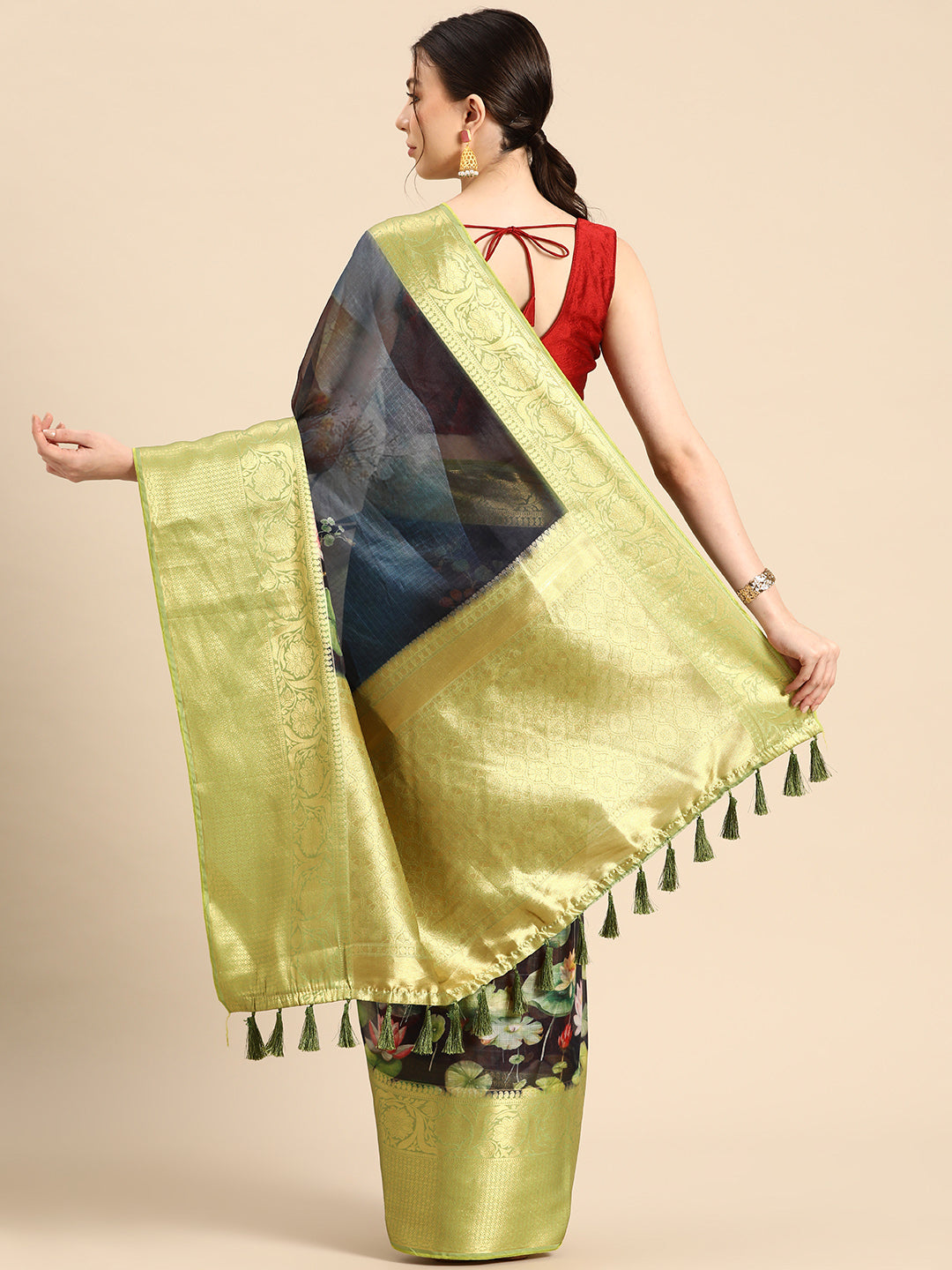 Women's Pichwai Muga Silk Digital Print Saree