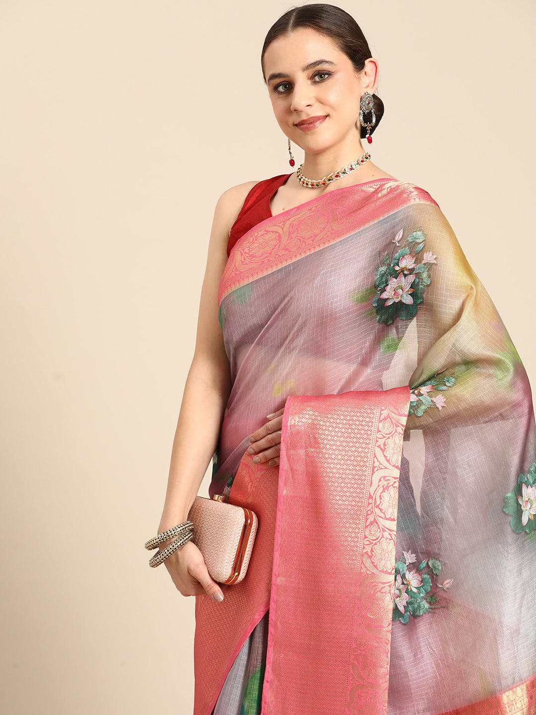 Women's Pichwai Muga Silk Digital Print Saree