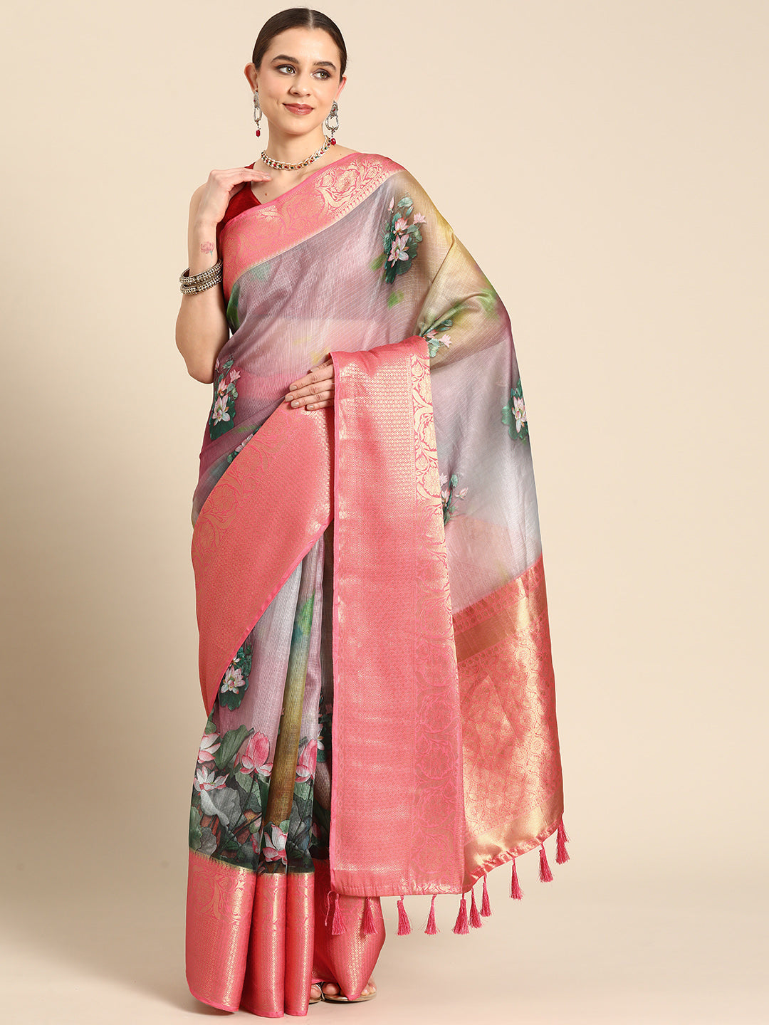 Women's Pichwai Muga Silk Digital Print Saree