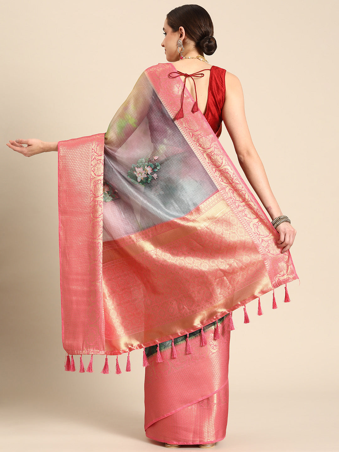 Women's Pichwai Muga Silk Digital Print Saree