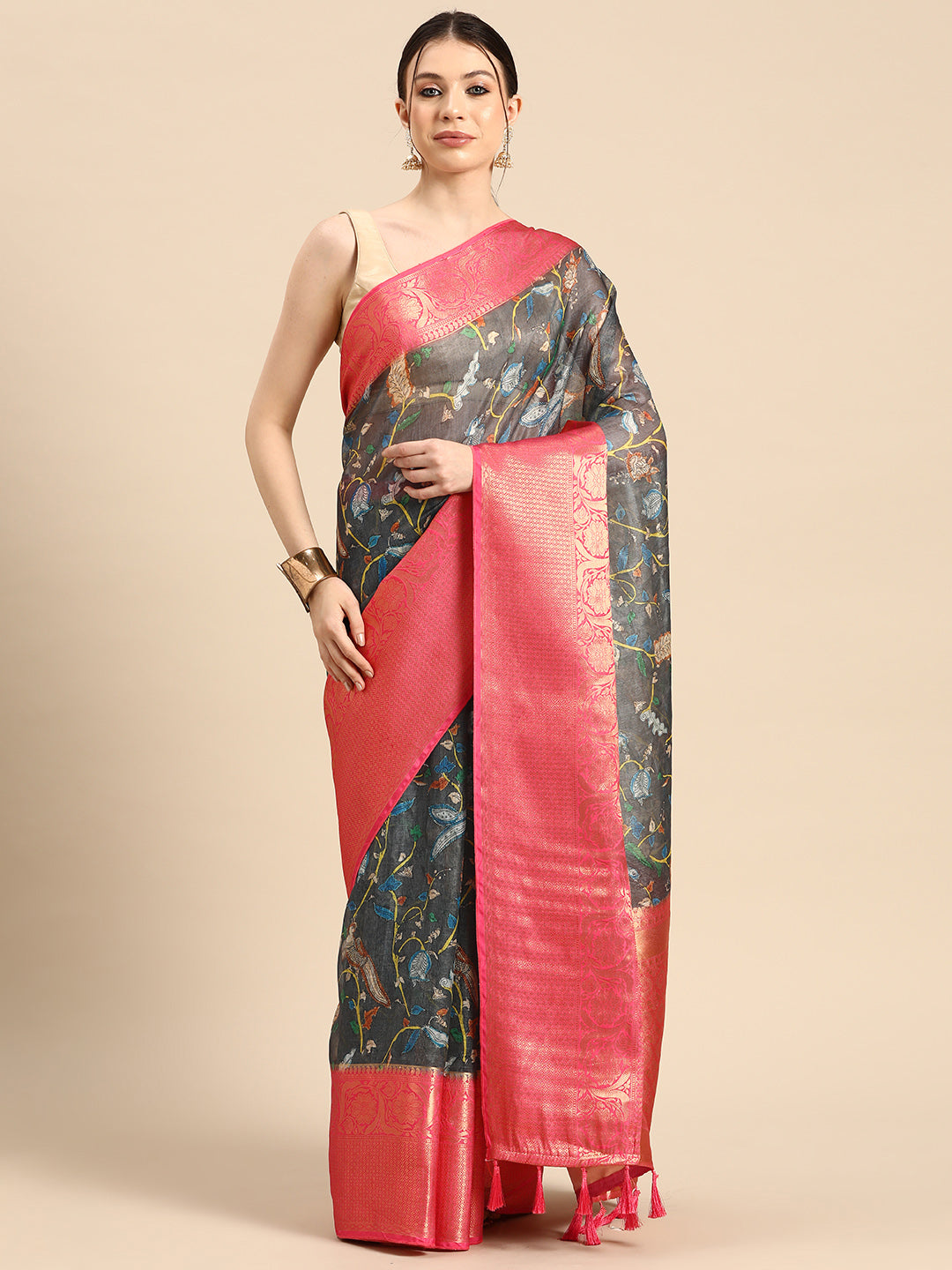 Women's Pichwai Muga Silk Digital Print Saree