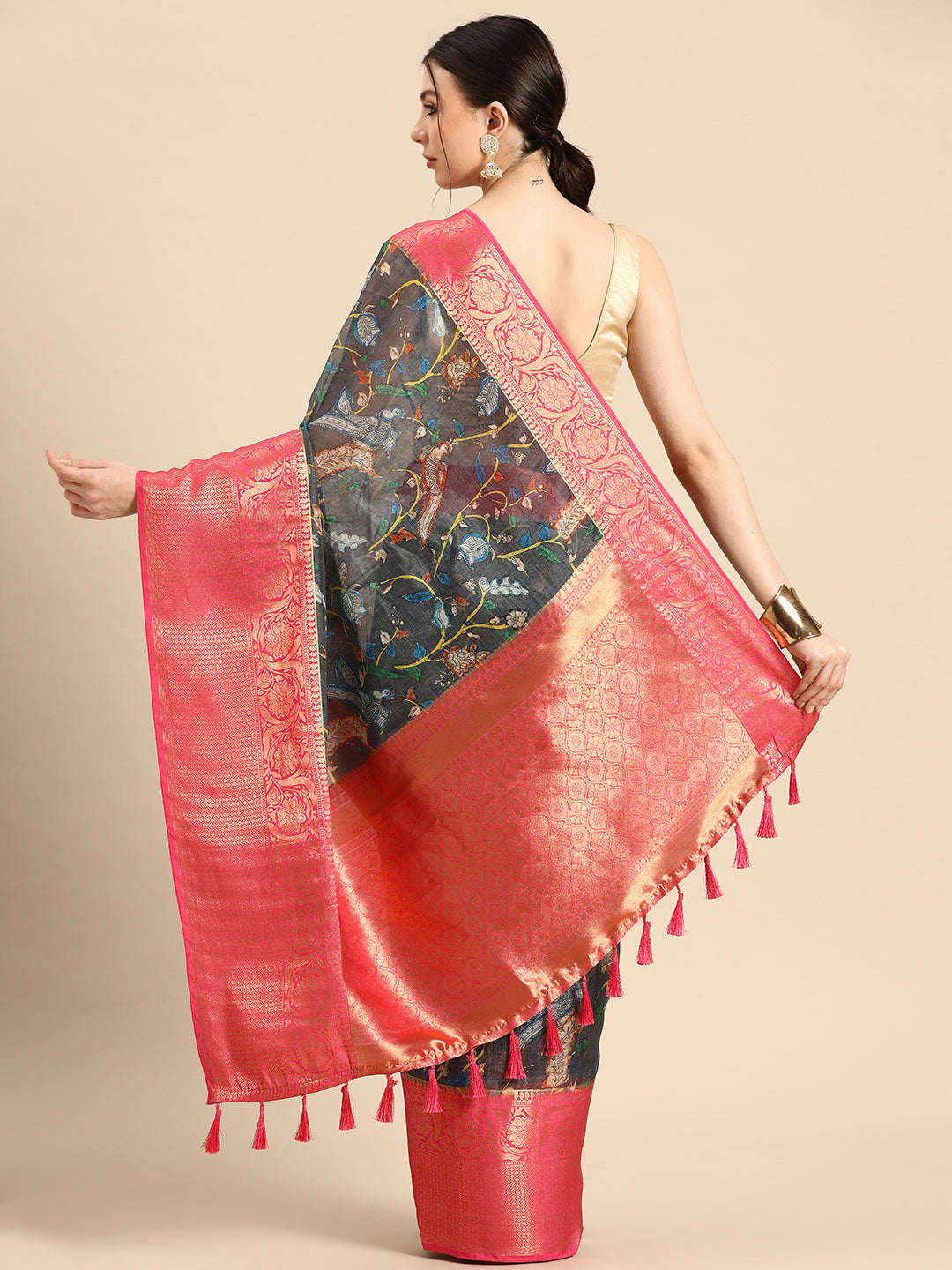 Women's Pichwai Muga Silk Digital Print Saree