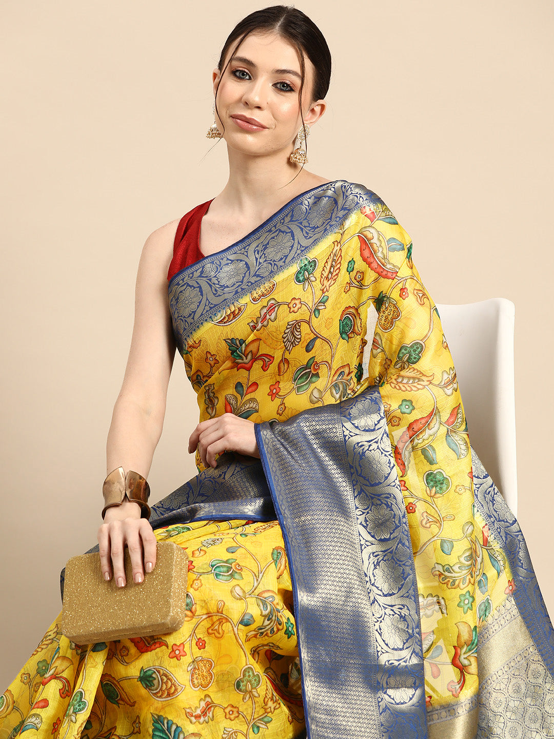 Women's Pichwai Muga Silk Digital Print Saree