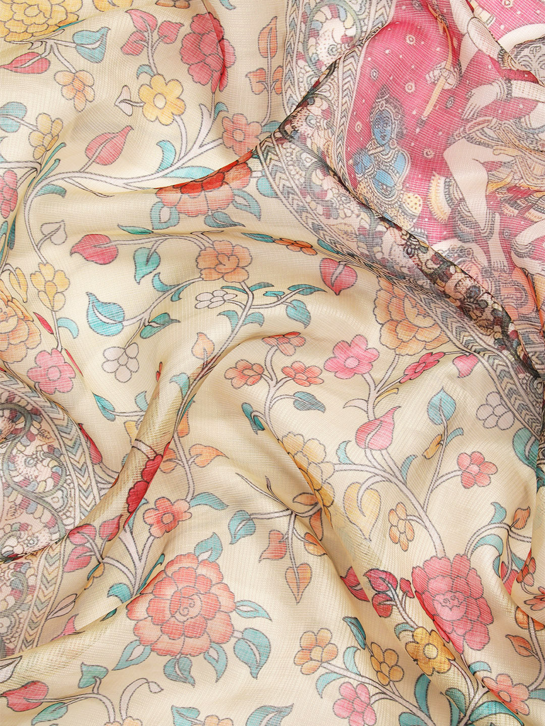 Women's Pichwai Muga Silk Digital Print Saree