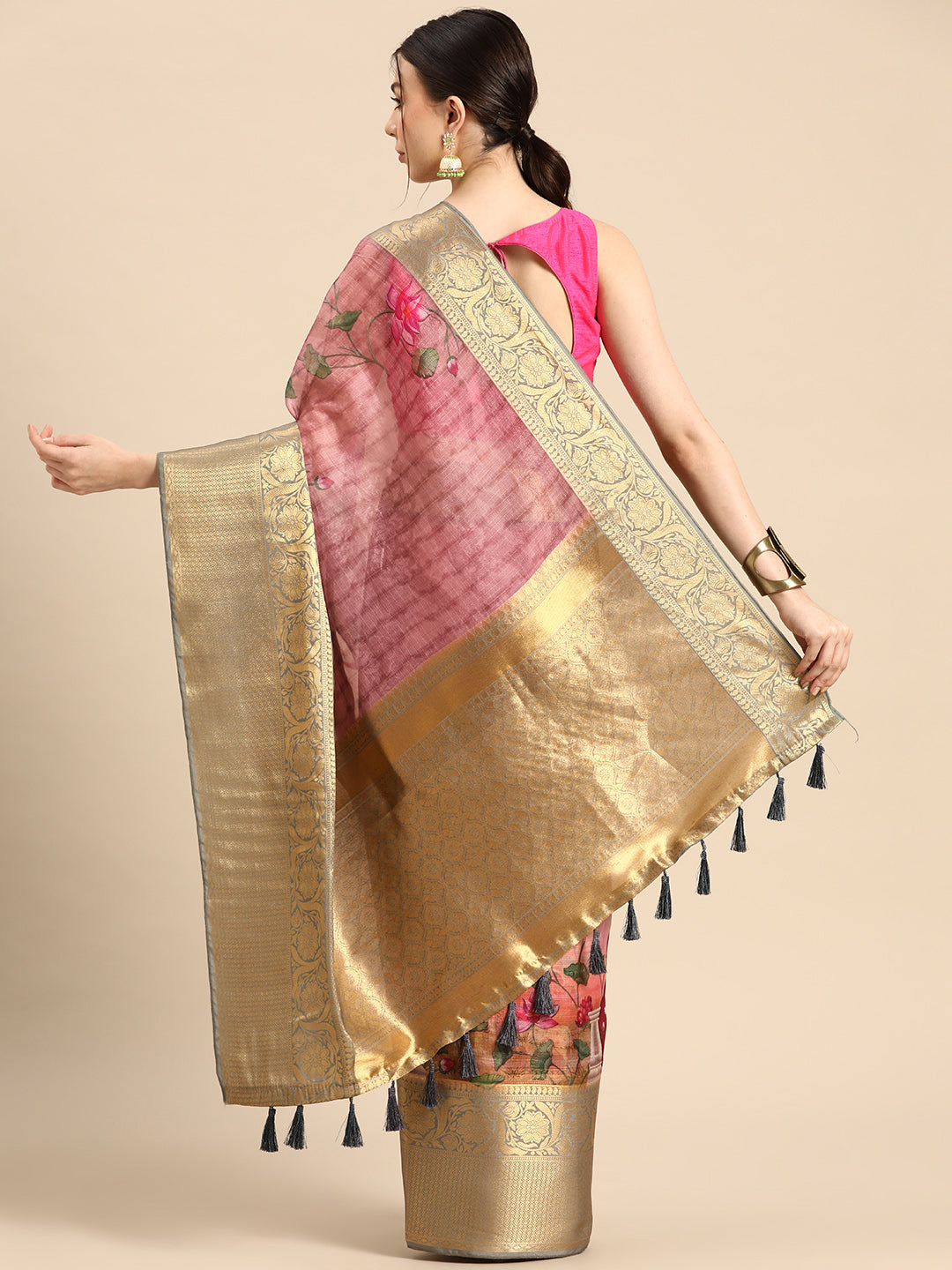 Women's Pichwai Muga Silk Digital Print Saree