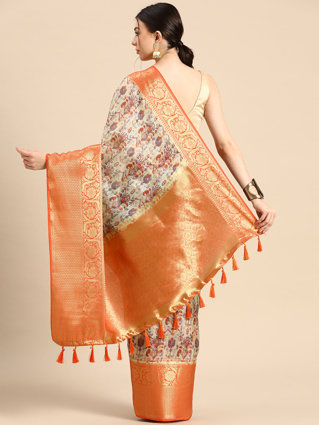 Women's Pichwai Muga Silk Digital Print Saree