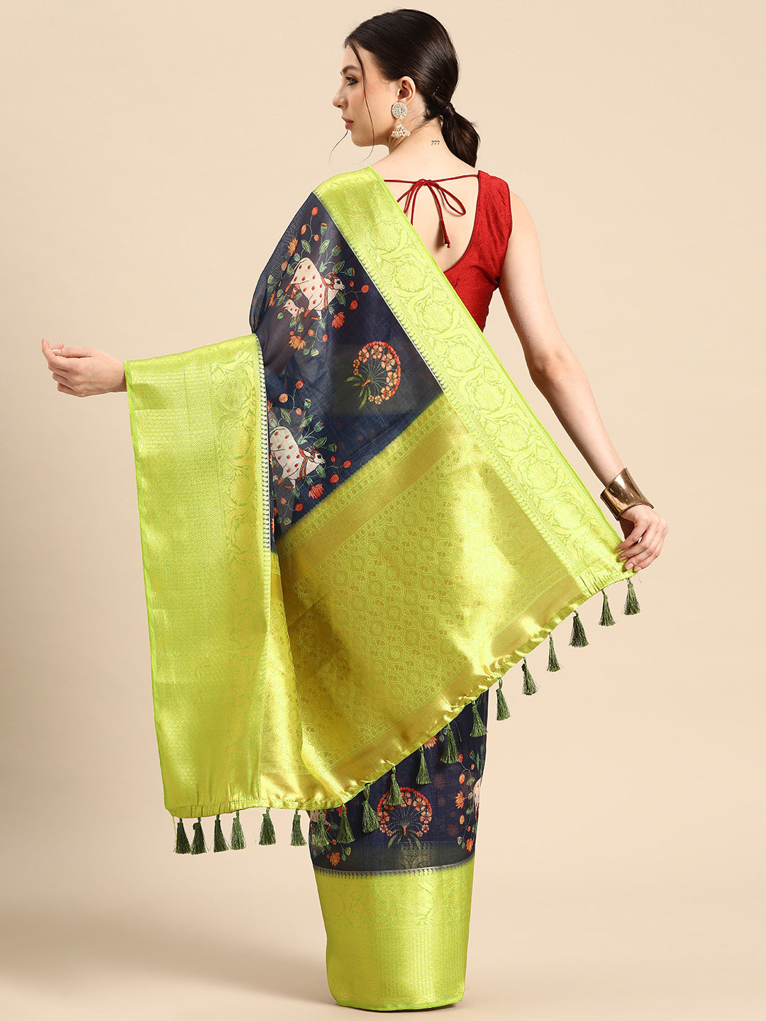 Women's Pichwai Muga Silk Digital Print Saree