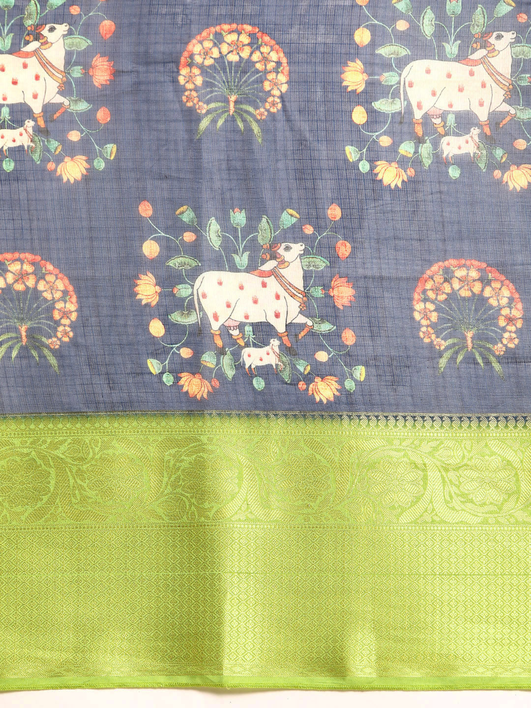 Women's Pichwai Muga Silk Digital Print Saree