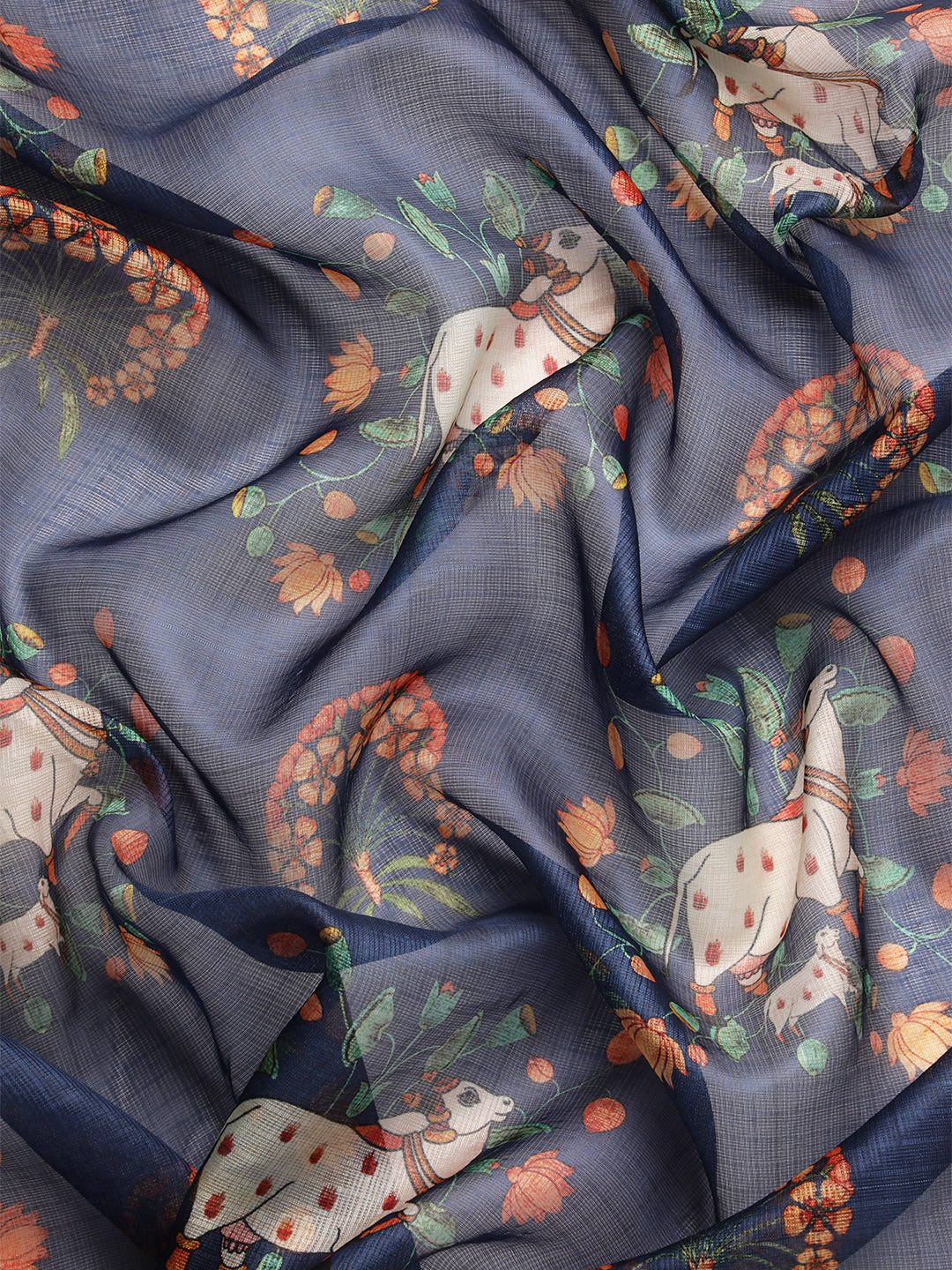 Women's Pichwai Muga Silk Digital Print Saree