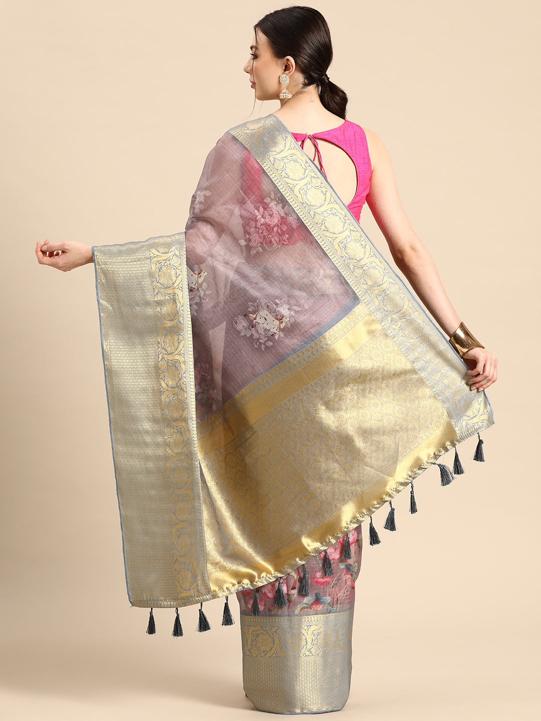 Women's Pichwai Muga Silk Digital Print Saree