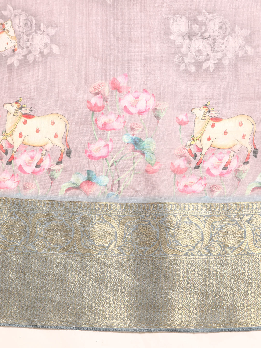 Women's Pichwai Muga Silk Digital Print Saree
