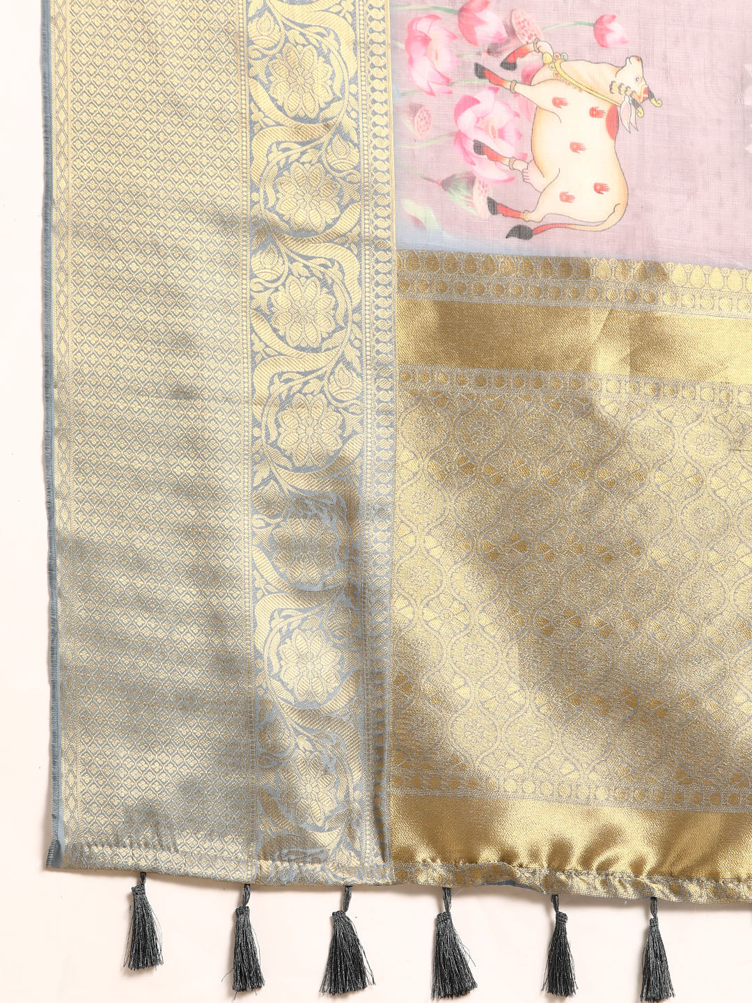 Women's Pichwai Muga Silk Digital Print Saree