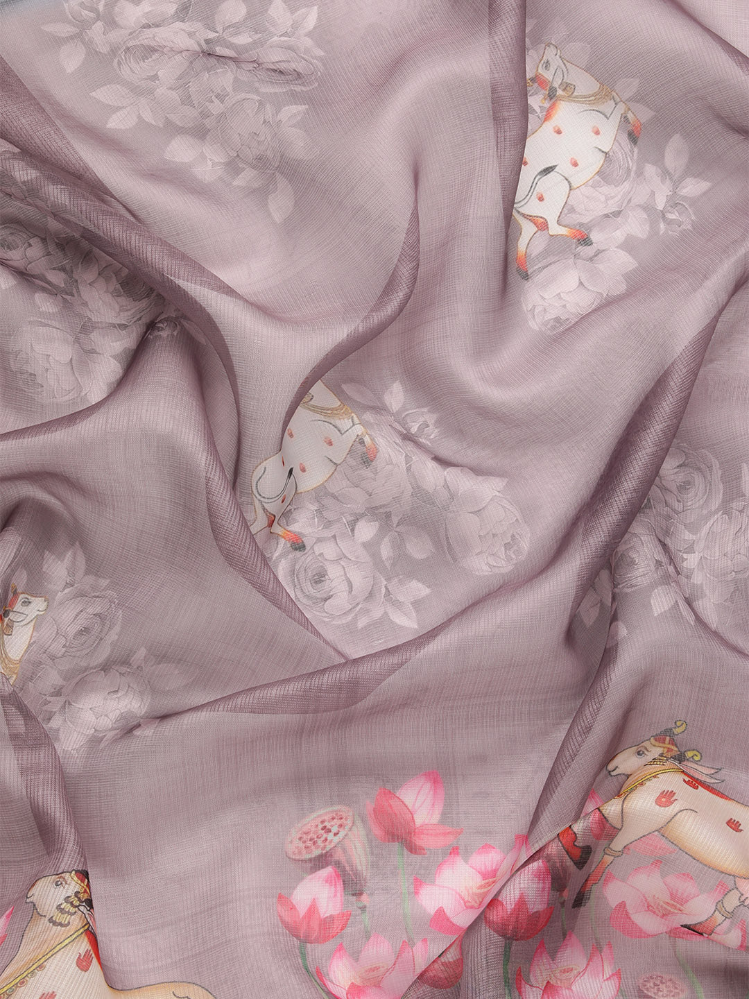 Women's Pichwai Muga Silk Digital Print Saree