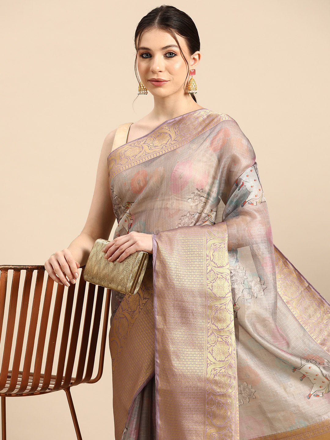 Women's Pichwai Muga Silk Digital Print Saree