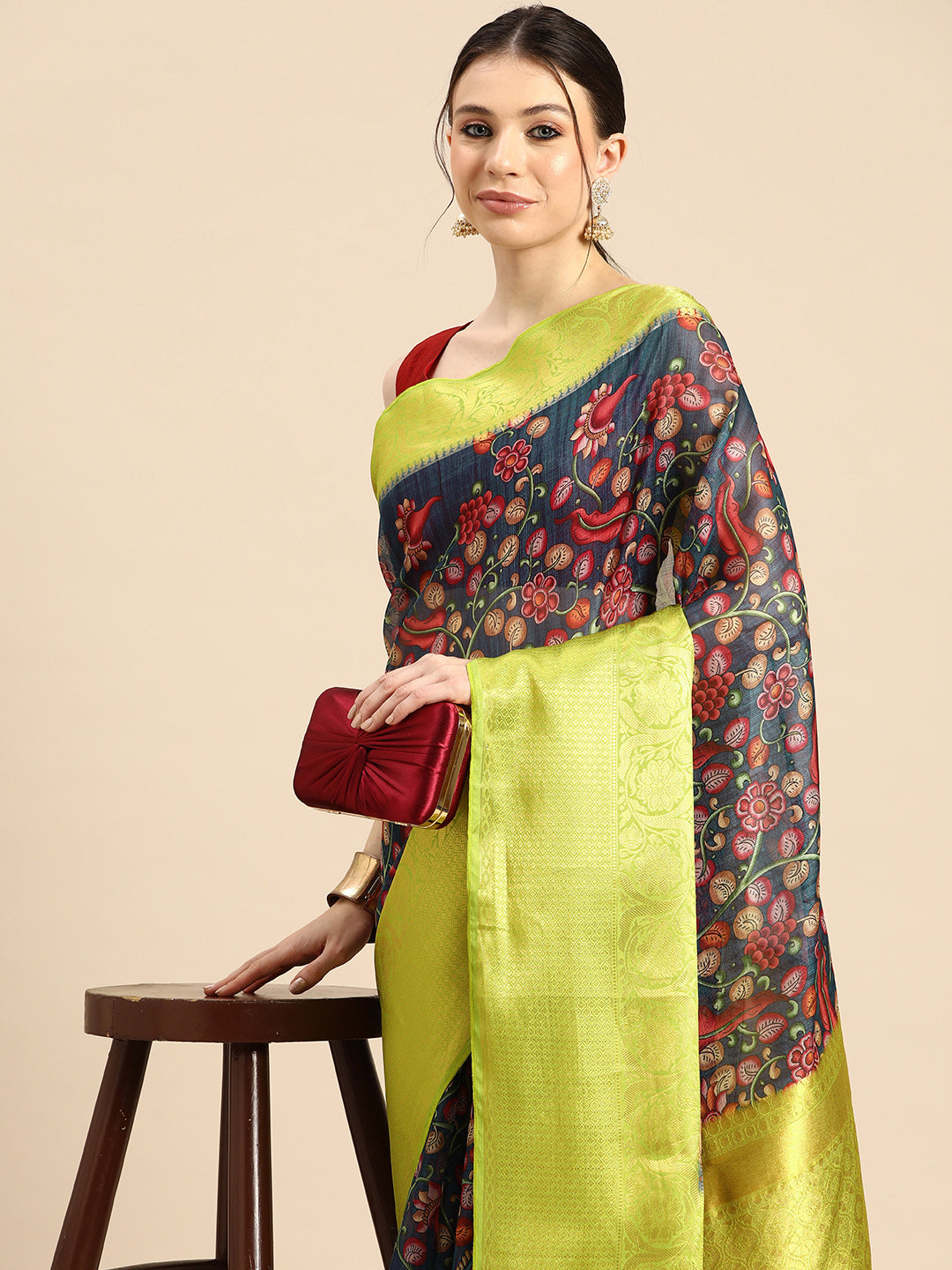 Women's Pichwai Muga Silk Digital Print Saree