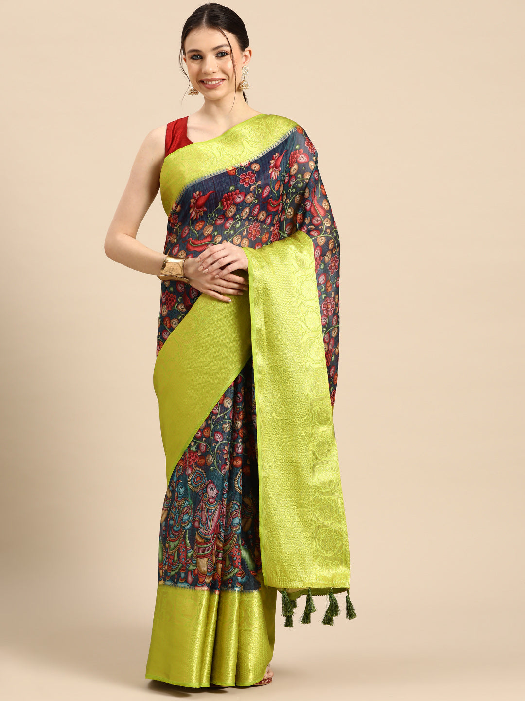 Women's Pichwai Muga Silk Digital Print Saree