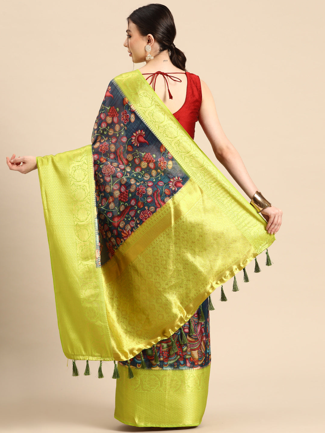 Women's Pichwai Muga Silk Digital Print Saree