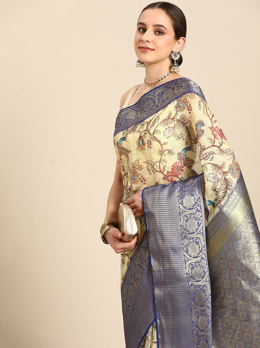 Women's Pichwai Muga Silk Digital Print Saree