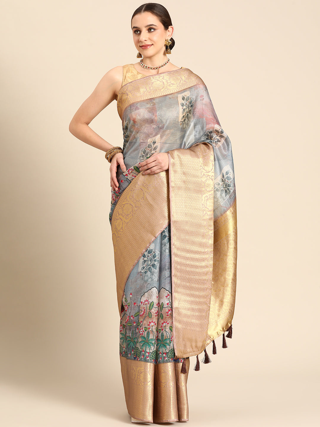 Women's Pichwai Muga Silk Digital Print Saree