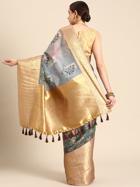 Women's Pichwai Muga Silk Digital Print Saree