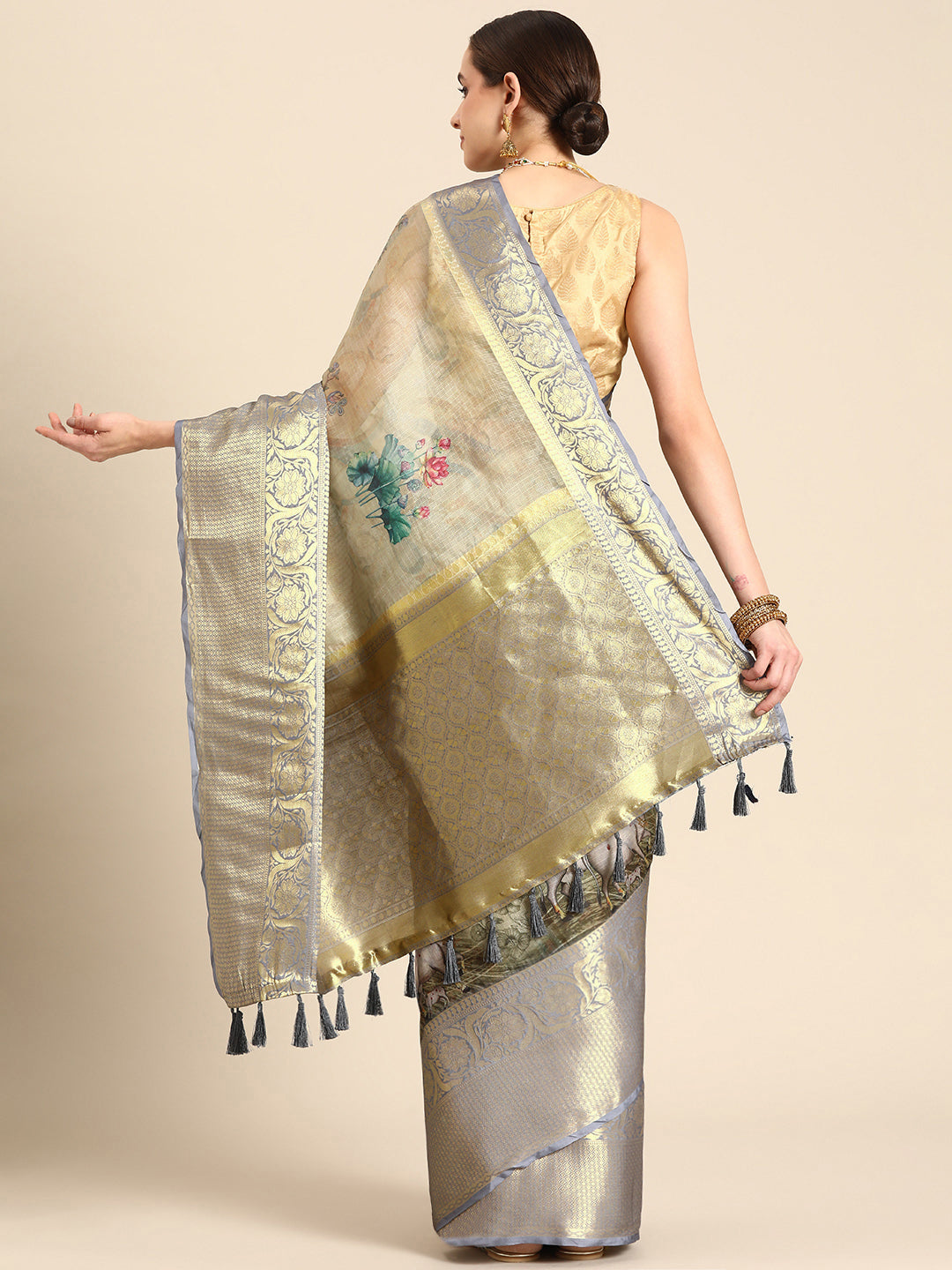 Women's Pichwai Muga Silk Digital Print Saree