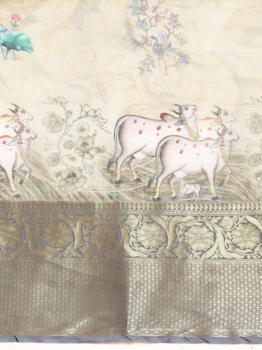 Women's Pichwai Muga Silk Digital Print Saree