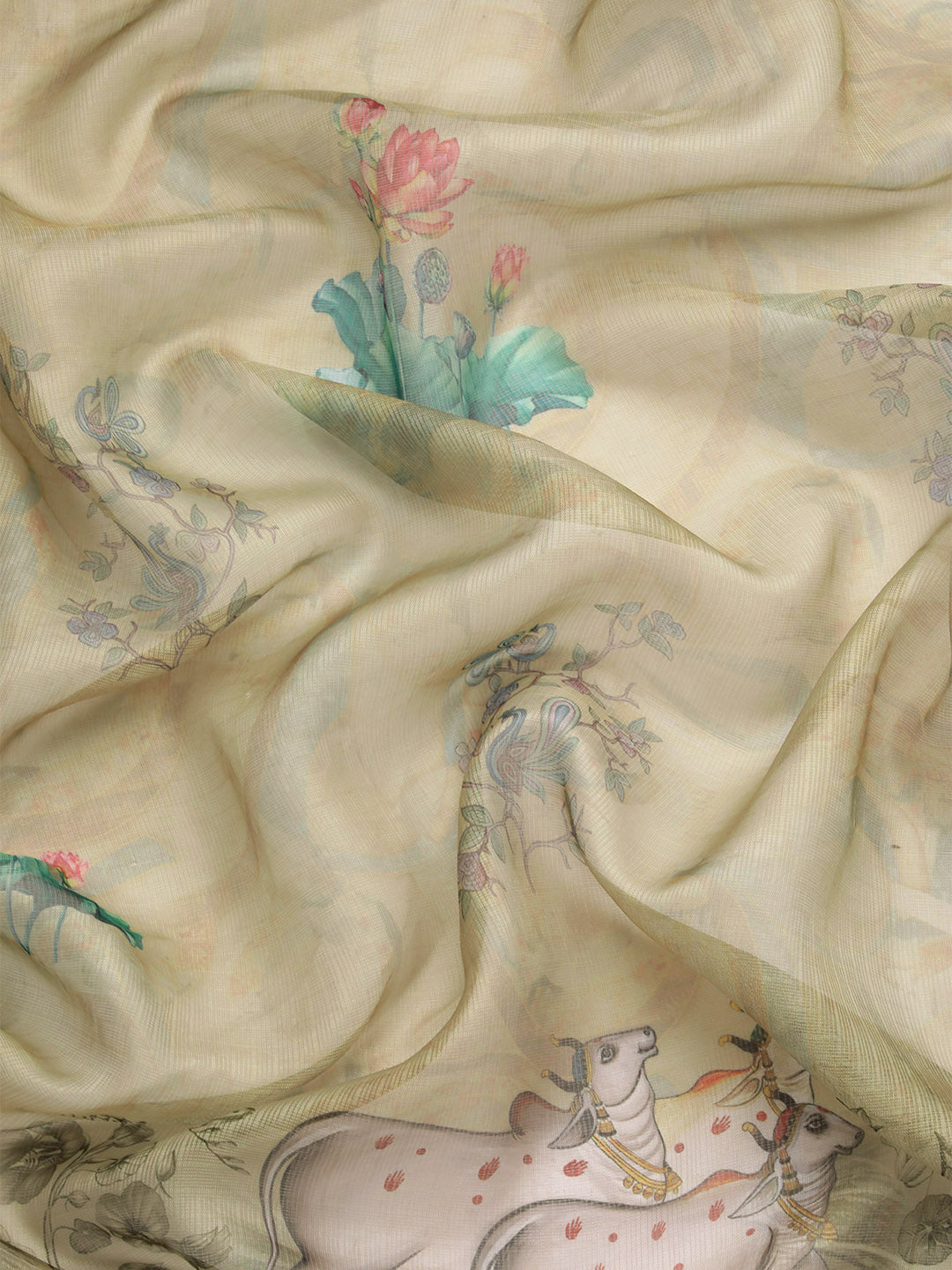 Women's Pichwai Muga Silk Digital Print Saree