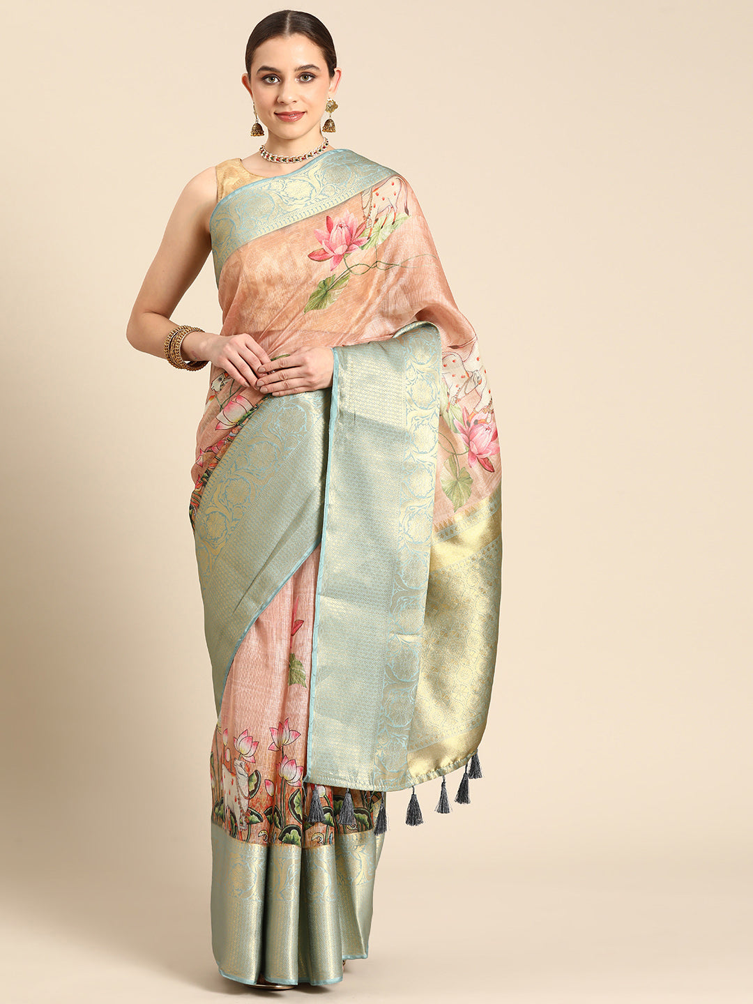Women's Pichwai Muga Silk Digital Print Saree