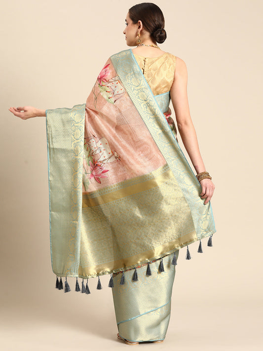 Women's Pichwai Muga Silk Digital Print Saree