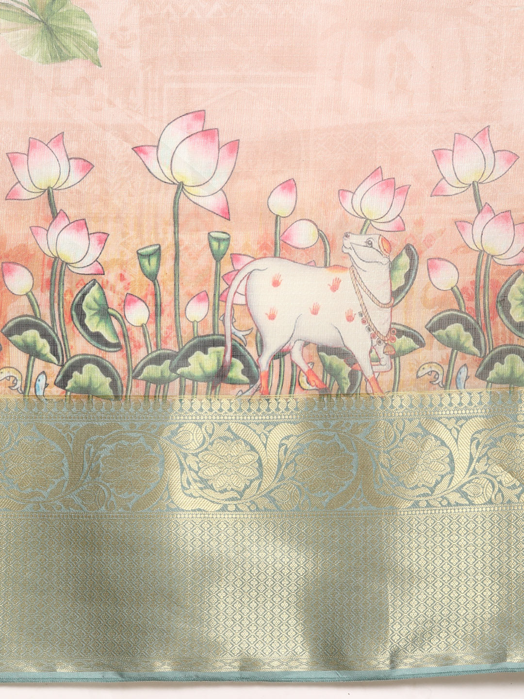 Women's Pichwai Muga Silk Digital Print Saree