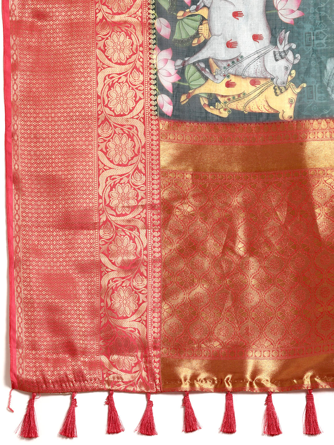 Women's Pichwai Muga Silk Digital Print Saree
