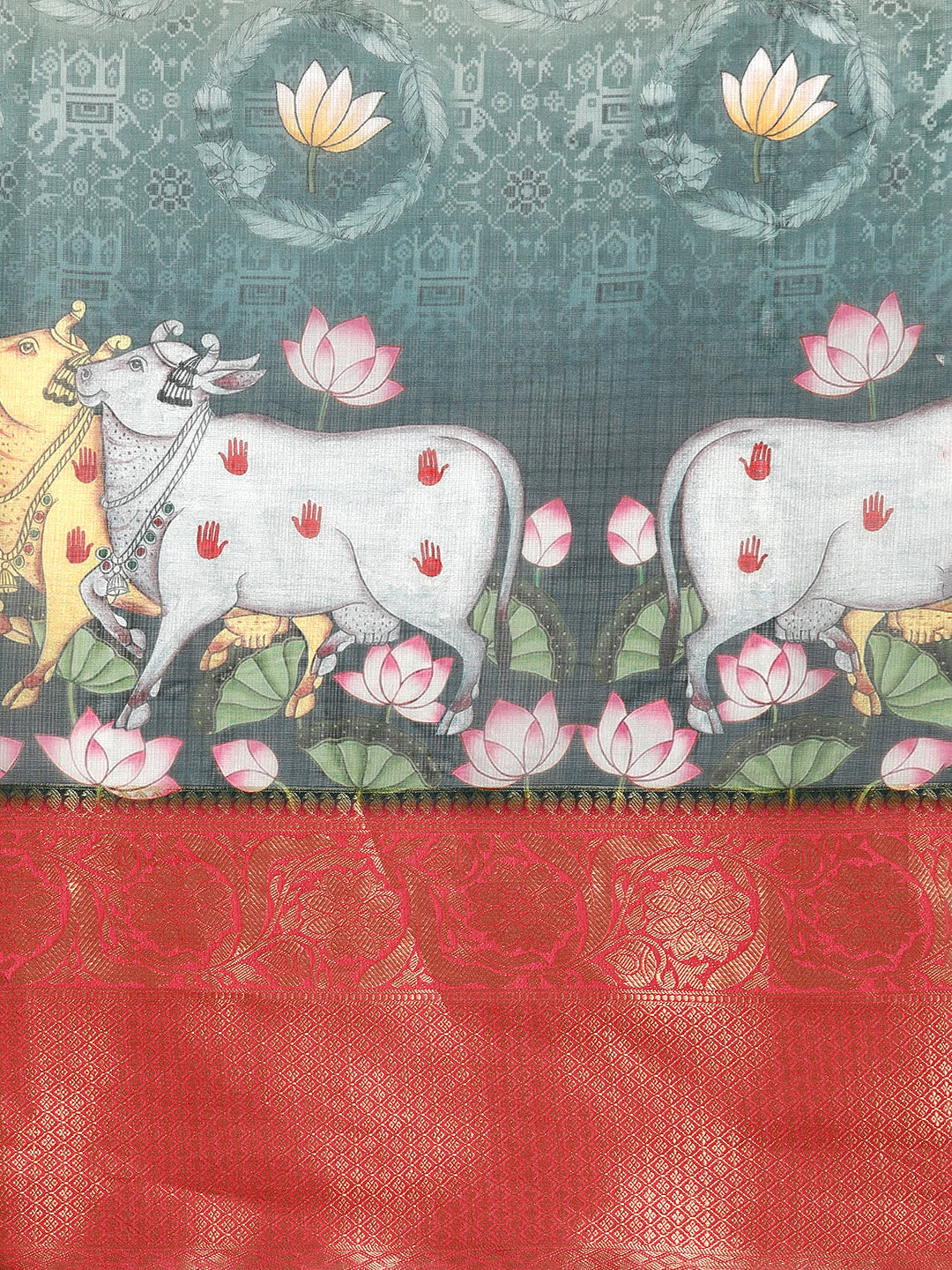 Women's Pichwai Muga Silk Digital Print Saree
