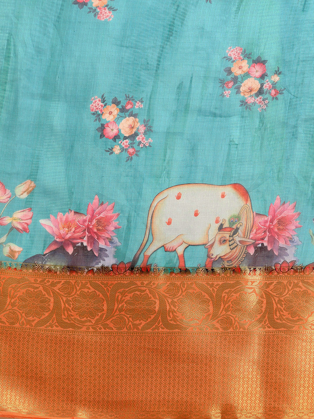 Women's Pichwai Muga Silk Digital Print Saree