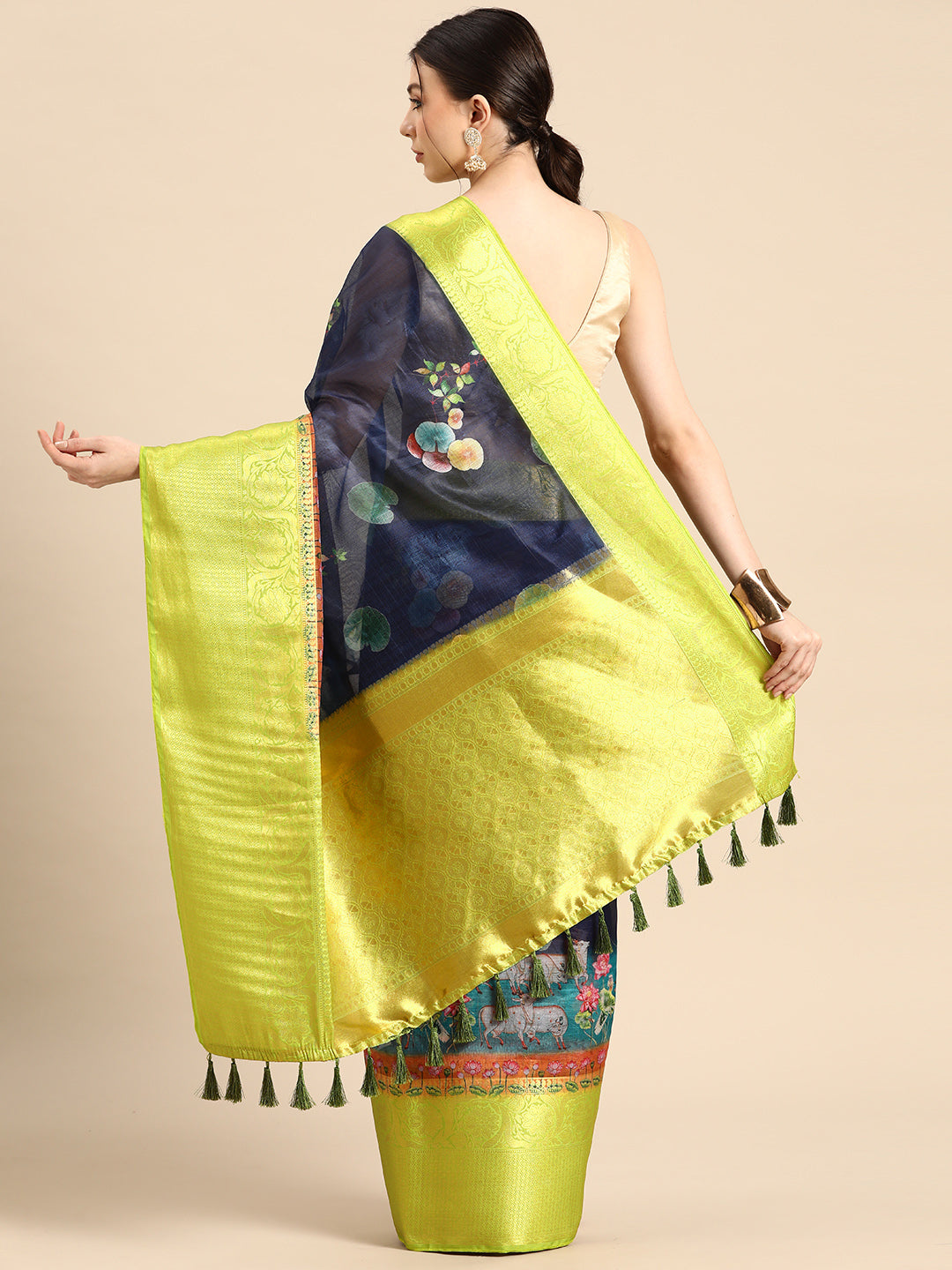 Women's Pichwai Muga Silk Digital Print Saree