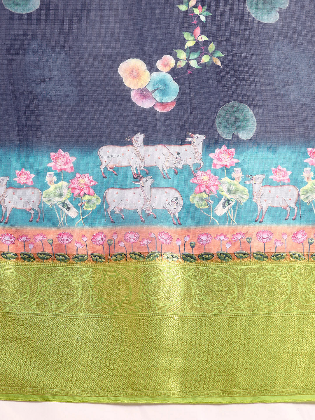 Women's Pichwai Muga Silk Digital Print Saree