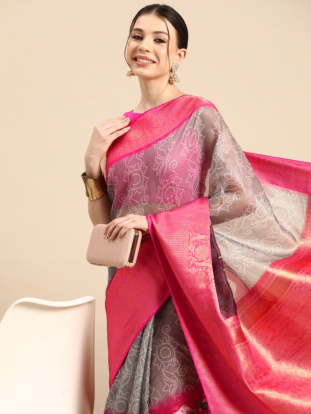 Women's Pichwai Muga Silk Digital Print Saree