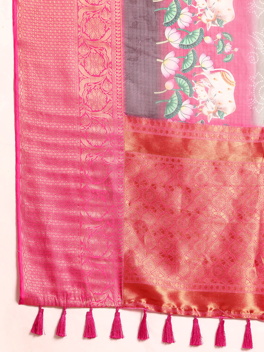 Women's Pichwai Muga Silk Digital Print Saree