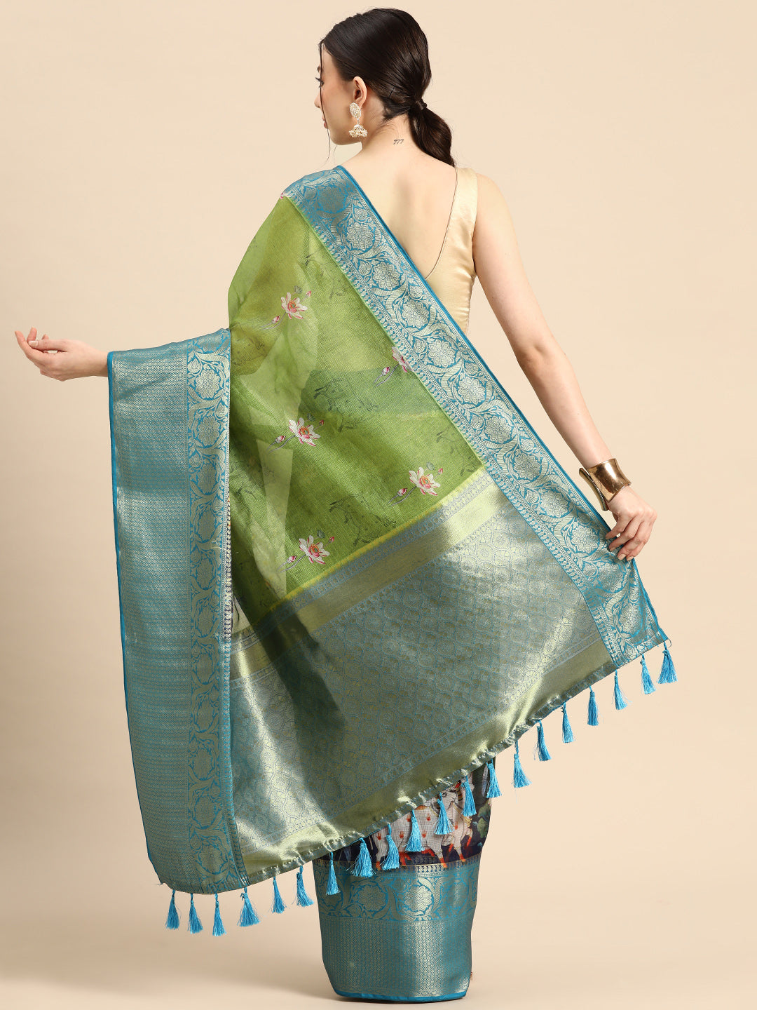 Women's Pichwai Muga Silk Digital Print Saree