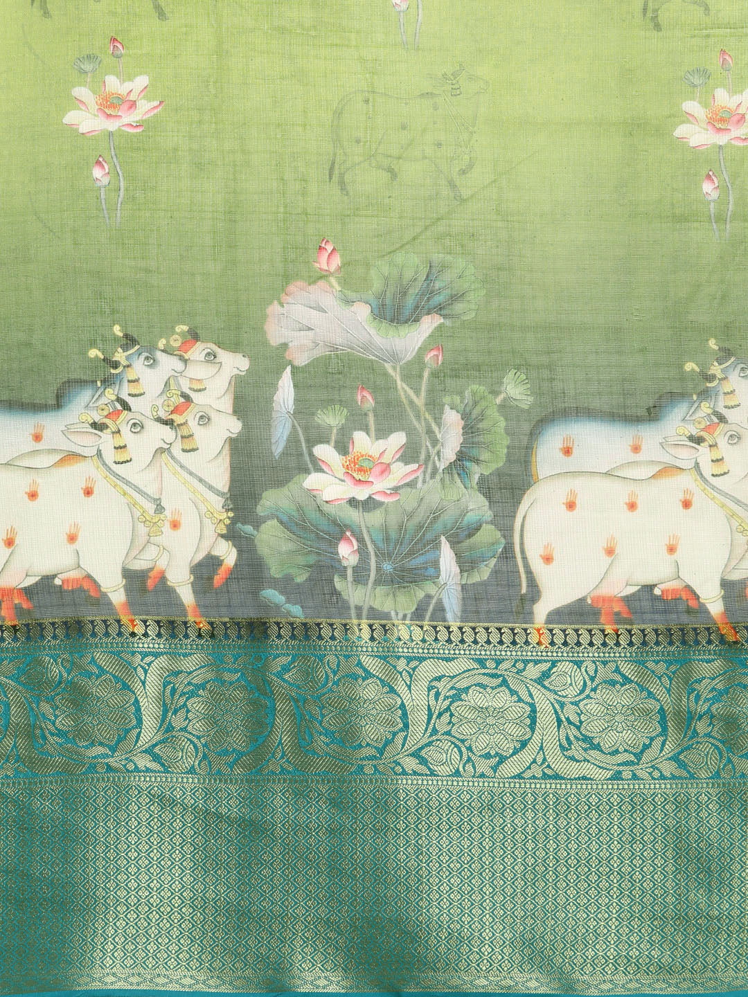 Women's Pichwai Muga Silk Digital Print Saree