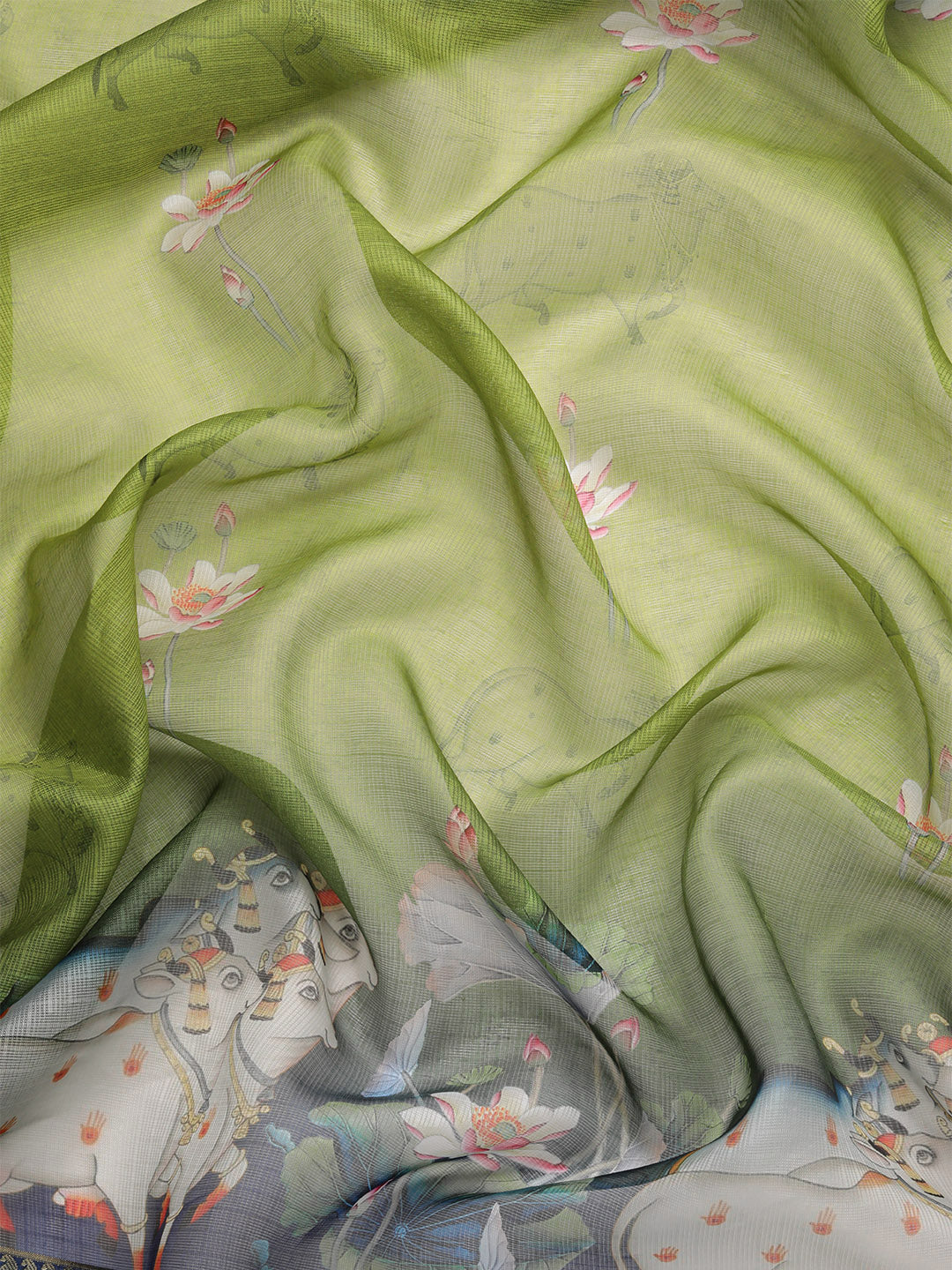 Women's Pichwai Muga Silk Digital Print Saree