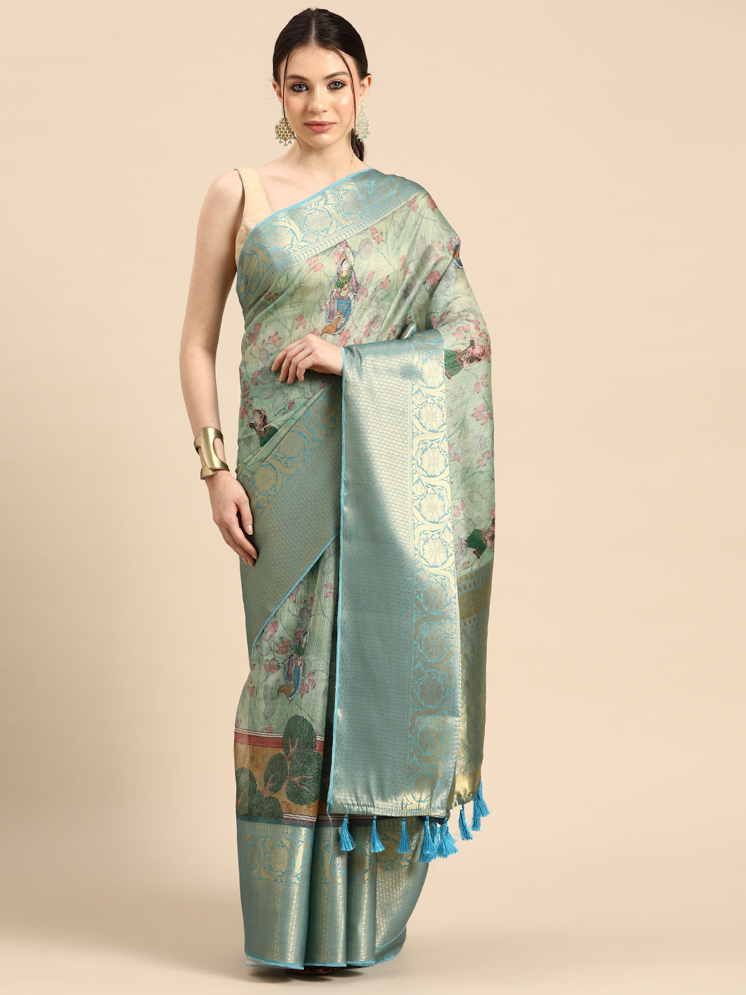 Women's Pichwai Muga Silk Digital Print Saree