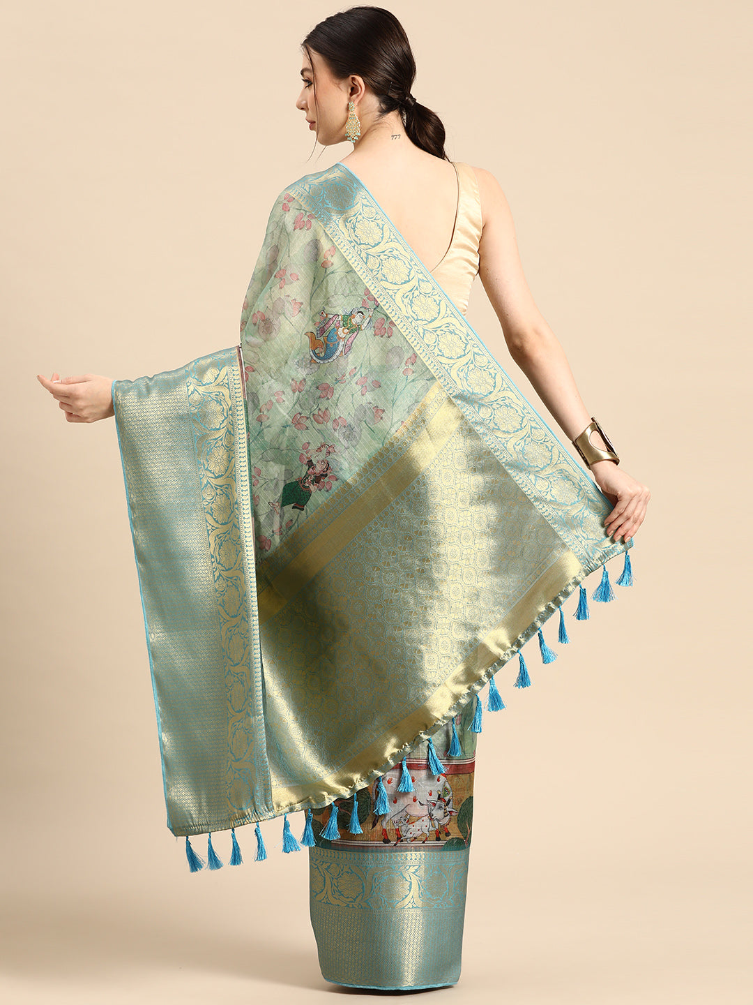 Women's Pichwai Muga Silk Digital Print Saree