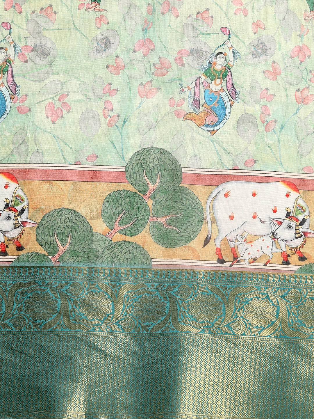 Women's Pichwai Muga Silk Digital Print Saree