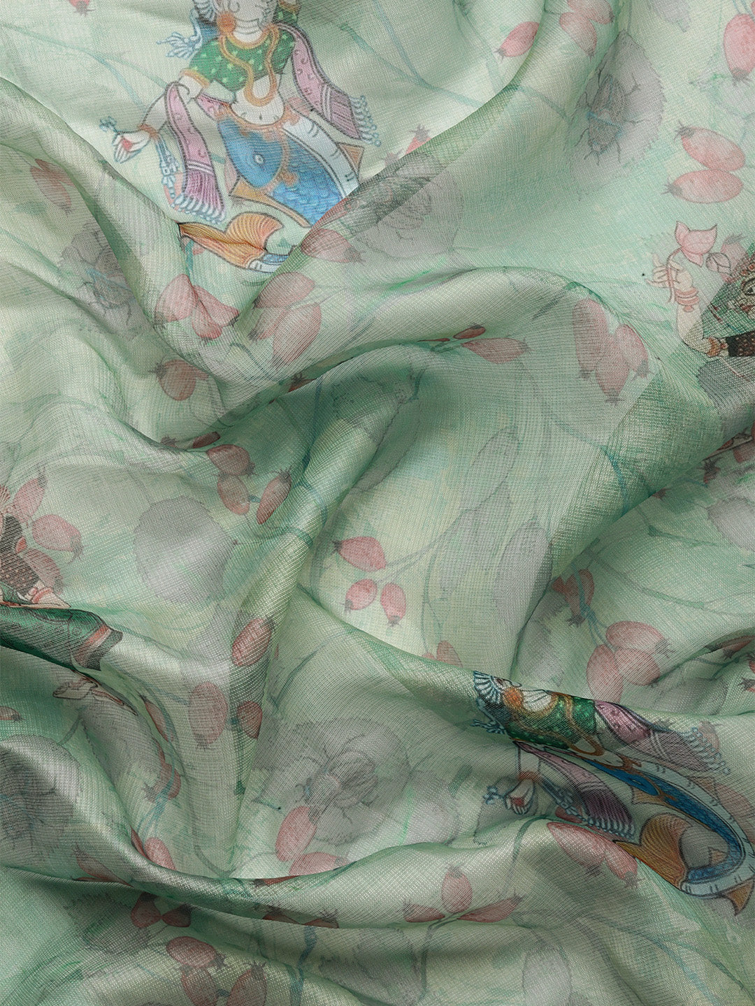 Women's Pichwai Muga Silk Digital Print Saree