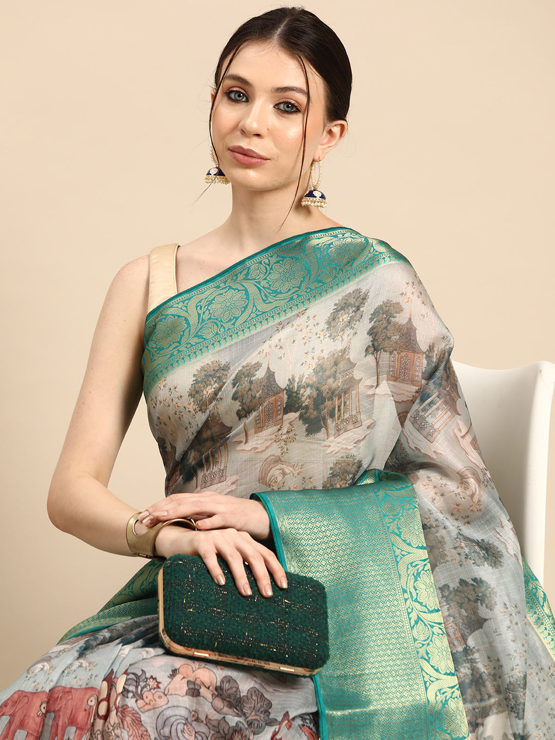 Women's Pichwai Muga Silk Digital Print Saree