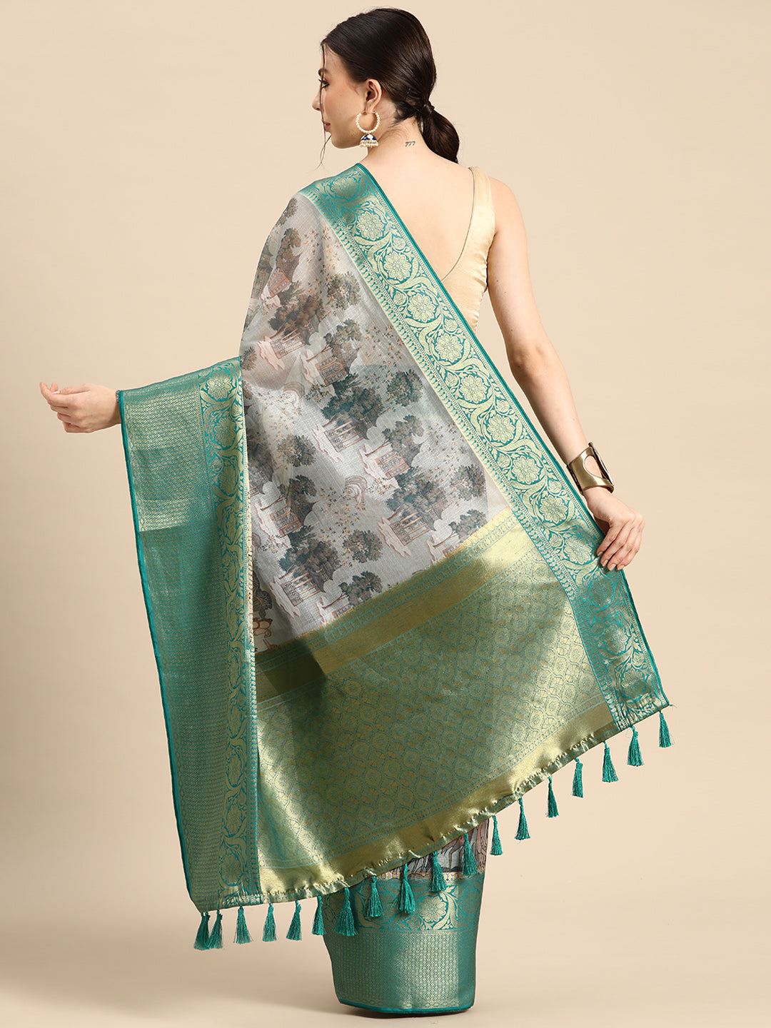 Women's Pichwai Muga Silk Digital Print Saree