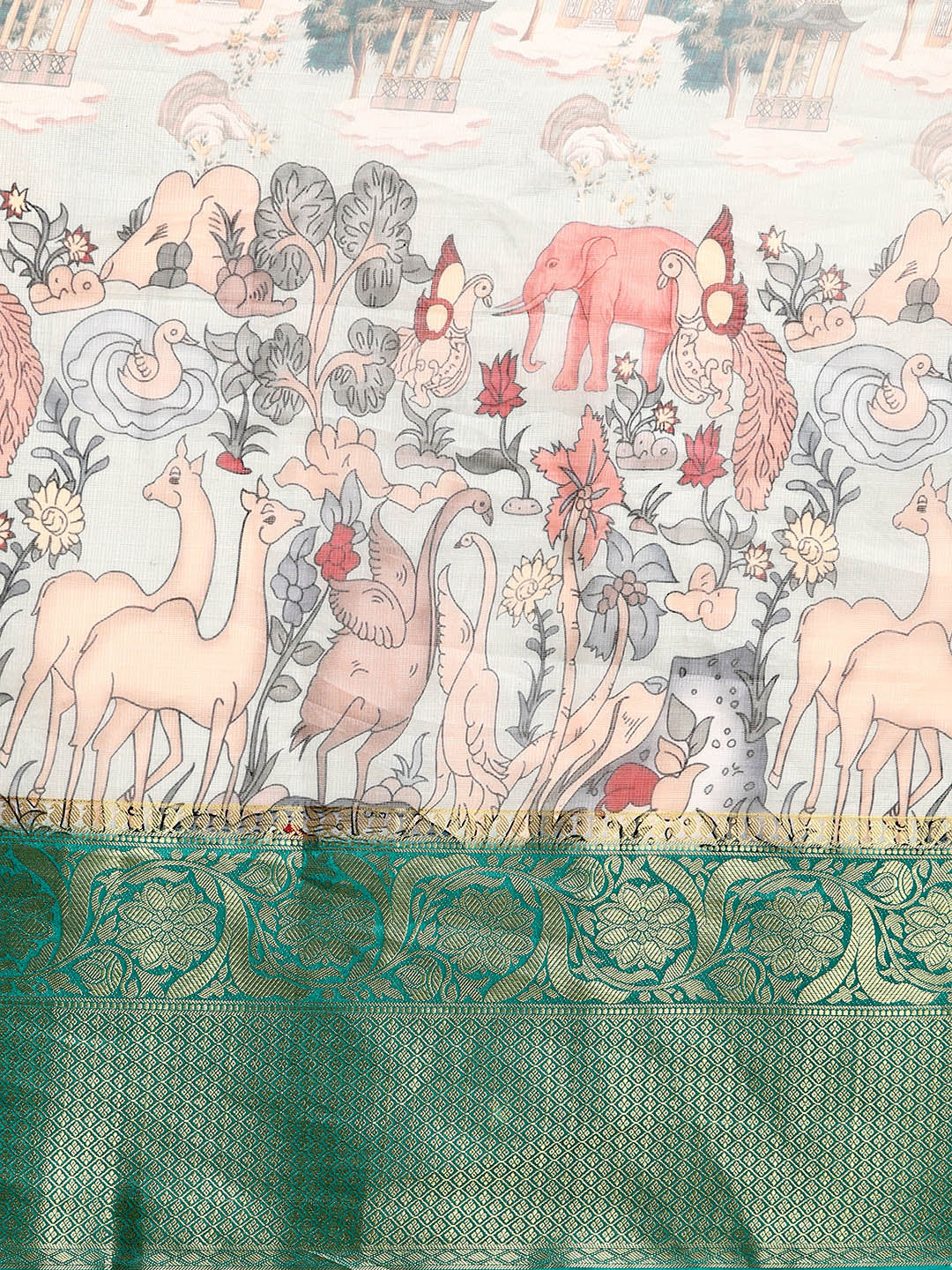 Women's Pichwai Muga Silk Digital Print Saree