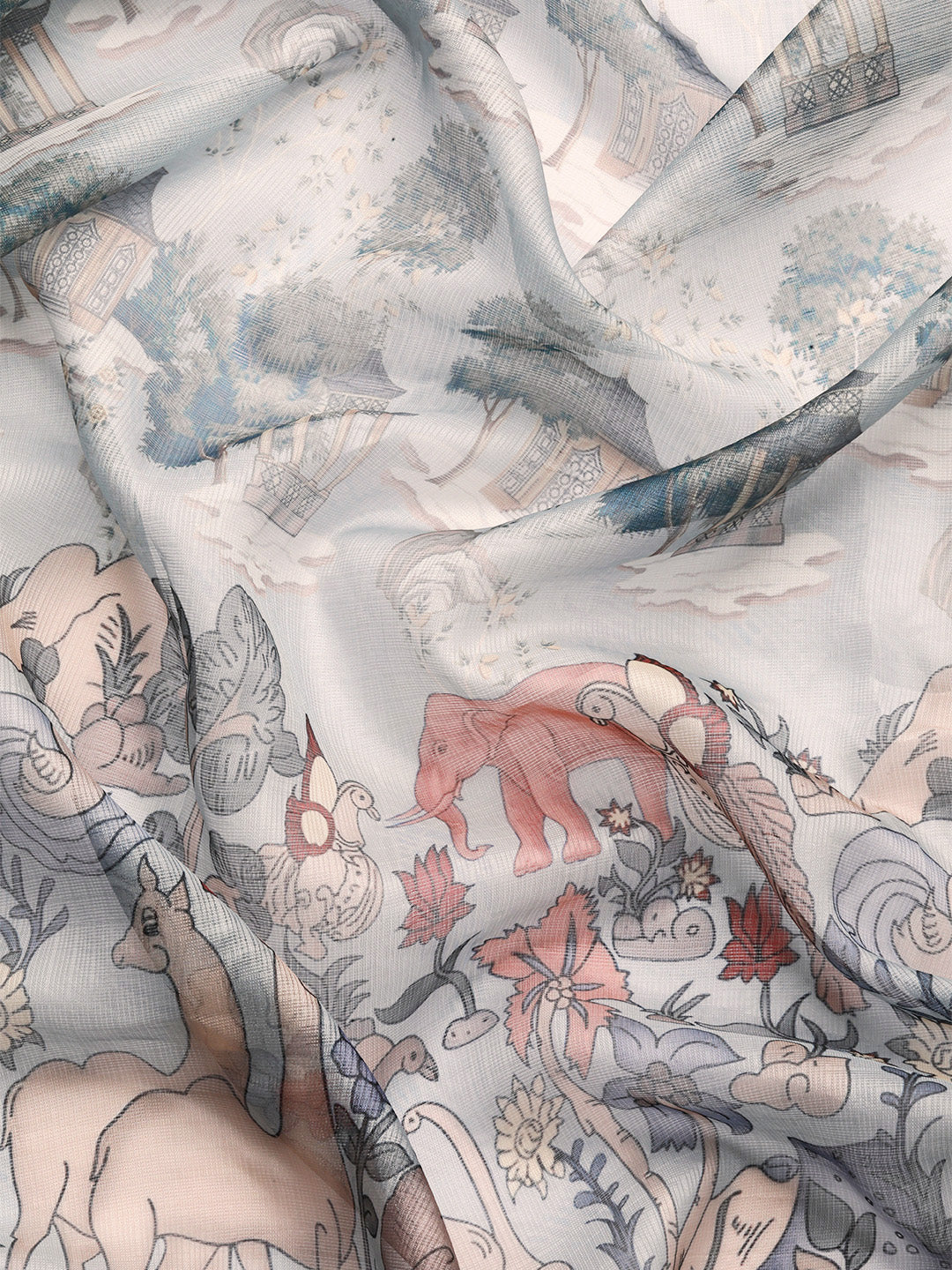 Women's Pichwai Muga Silk Digital Print Saree